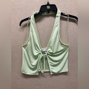 🌾 ELODIE Green Tie Crop Top Tank